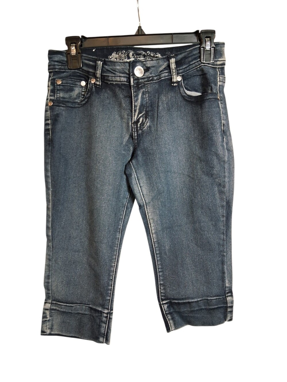 Live High 5 Rhinestone Denim Stretch Capri Jeans Women's Size 9